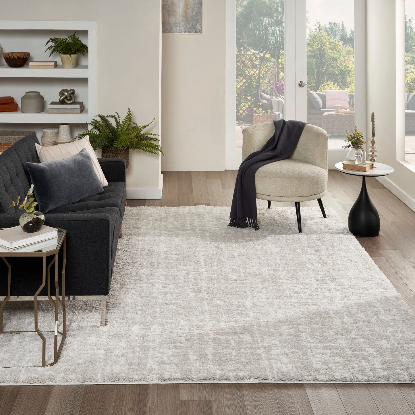Nourison Home Modern Shag  Grey Ivory  Contemporary