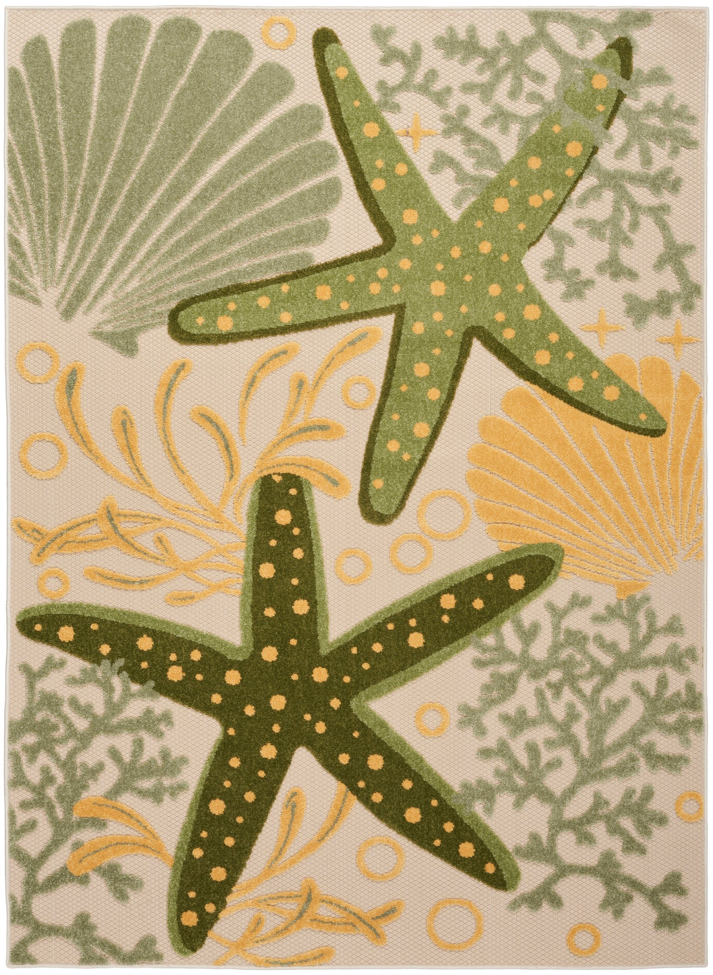 Nourison Home Aloha ALH24 Green Yellow Contemporary Power-loomed Rugs