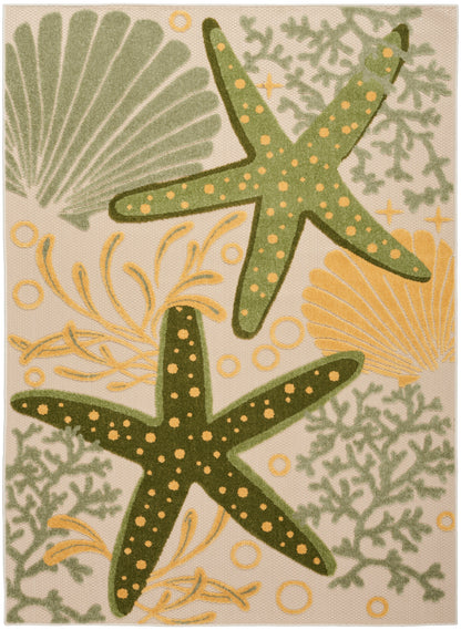 Nourison Home Aloha ALH24 Green Yellow Contemporary Power-loomed Rugs
