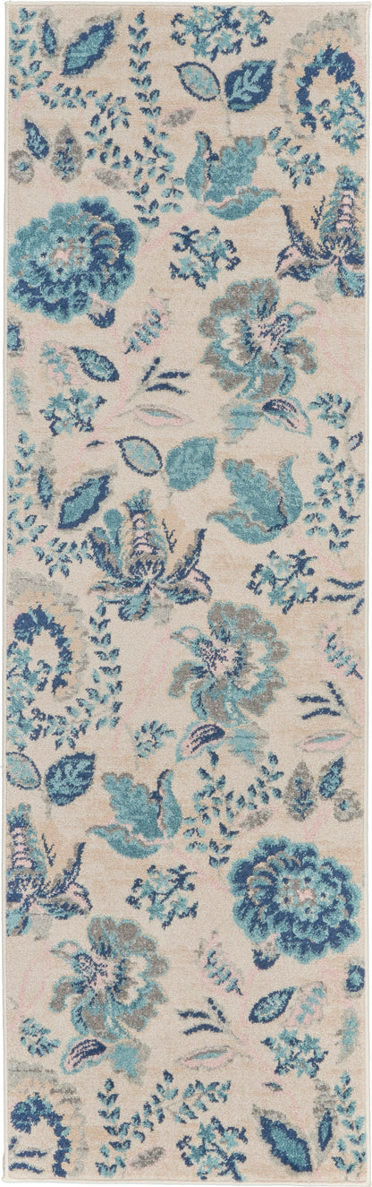 Nourison Home Tranquil TRA02 Ivory Light Blue Contemporary Power-loomed Rug