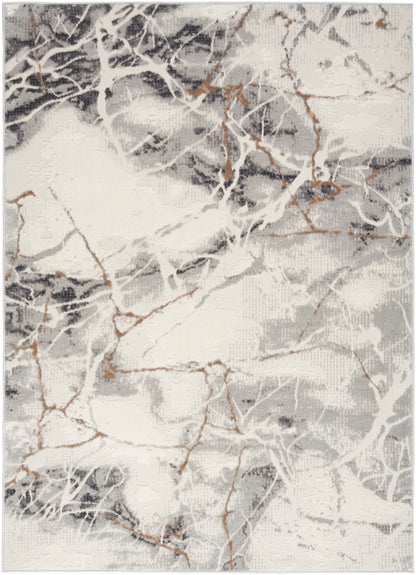 Nourison Home Elation ETN13 Ivory Grey Contemporary Power-loomed Rug