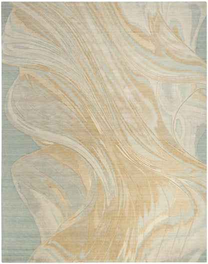 Nourison Home Brushlight BRL05 Blue Ivory Contemporary Machine Woven Rug