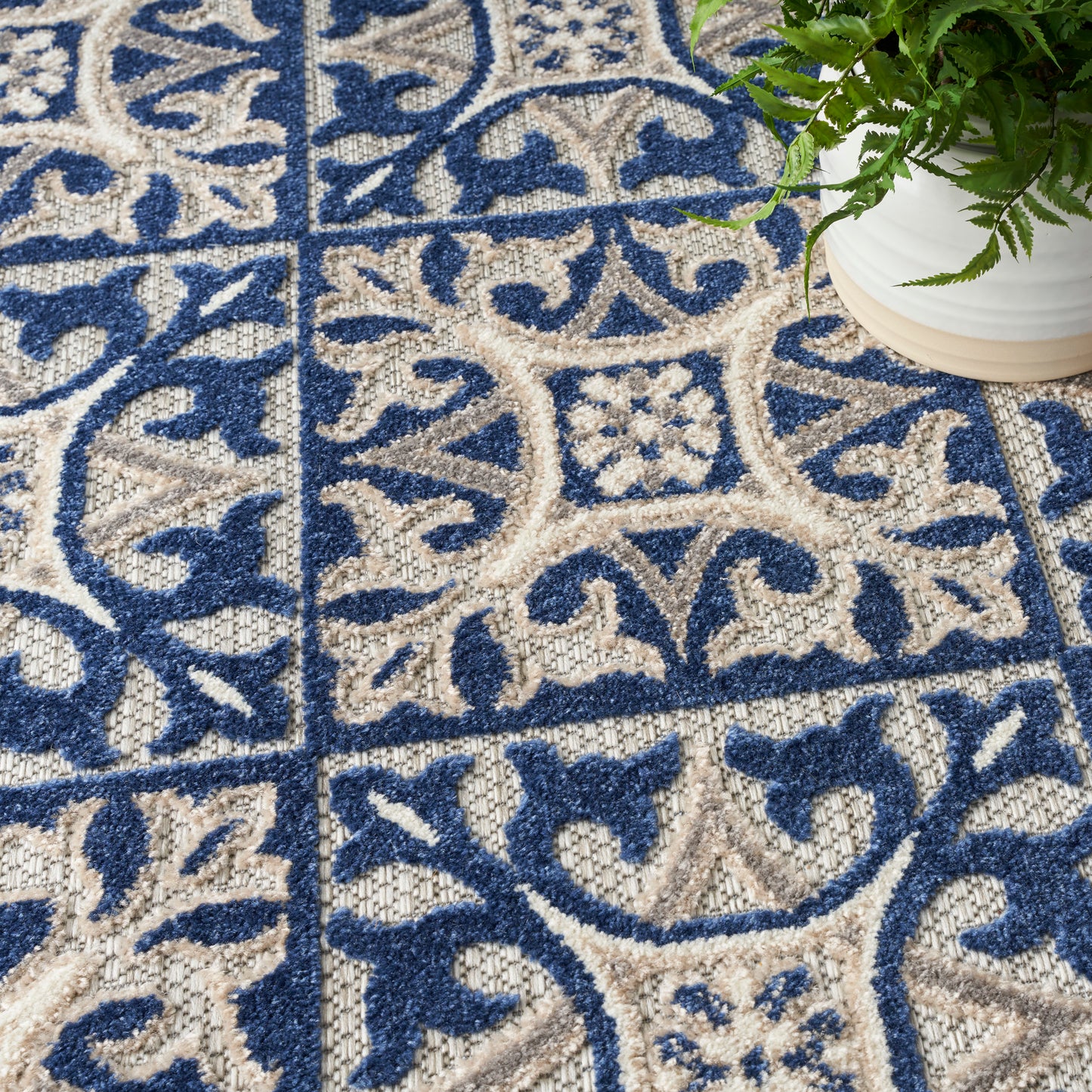 Nourison Home Aloha  Blue  Contemporary