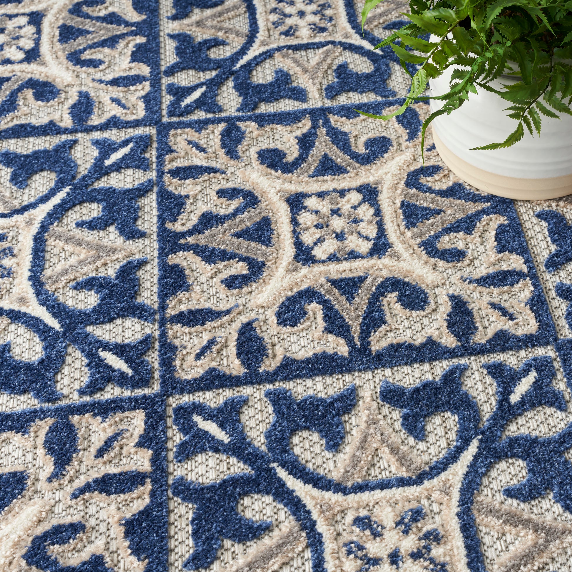 Nourison Home Aloha  Blue  Contemporary