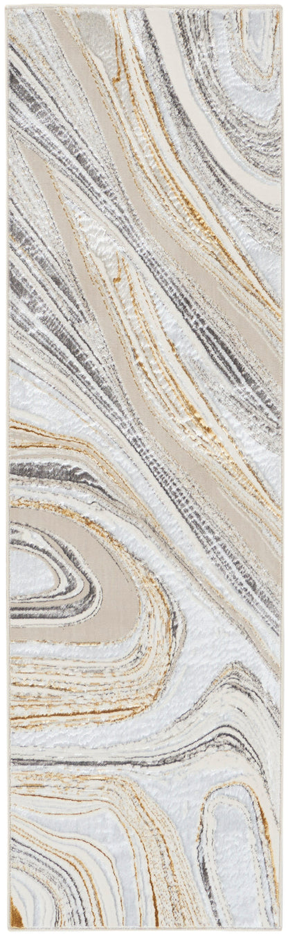 Nourison Home Glitz GLZ21 Grey Gold Contemporary Power-loomed Rug