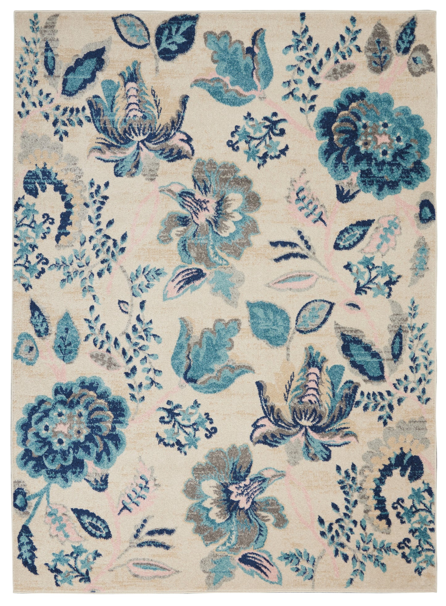 Nourison Home Tranquil TRA02 Ivory Light Blue Contemporary Power-loomed Rug