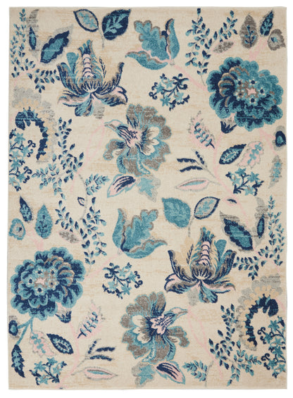 Nourison Home Tranquil TRA02 Ivory Light Blue Contemporary Power-loomed Rug