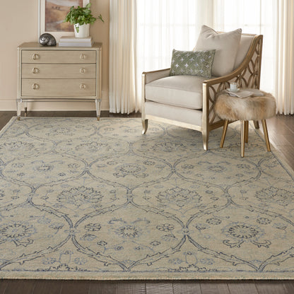Nourison Home Jazmine  Ivory Blue  Traditional