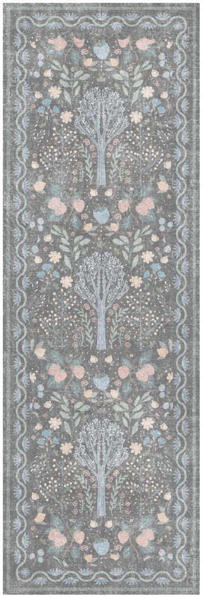 Nourison Home Botanical Washables BOT04 Charcoal Multicolor Contemporary Machine Woven Rug