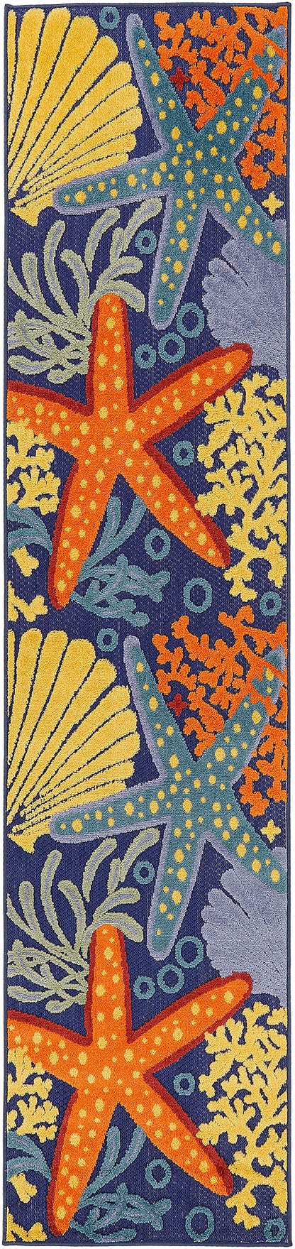Nourison Home Aloha ALH24 Navy Multicolor Contemporary Power-loomed Rugs