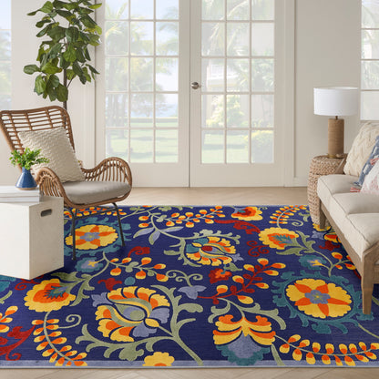 Nourison Home Aloha  Navy Multicolor  Contemporary