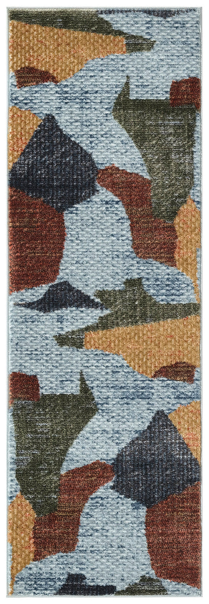 Nourison Home Nordic NRC18 Blue Multicolor Contemporary Power-loomed Rug