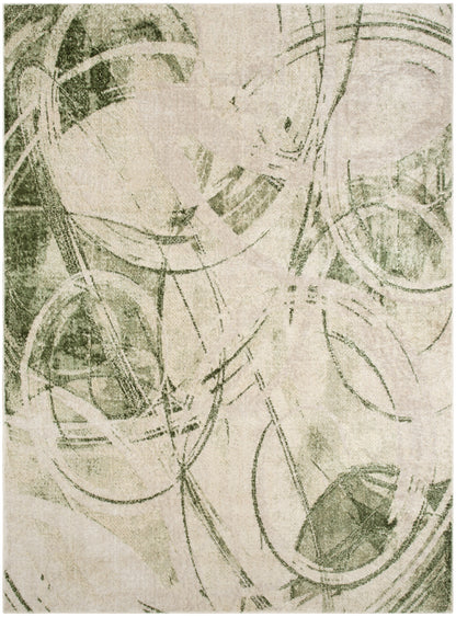 Nourison Home Astra Machine Washable ASW14 Beige Green Contemporary Power-loomed Rug