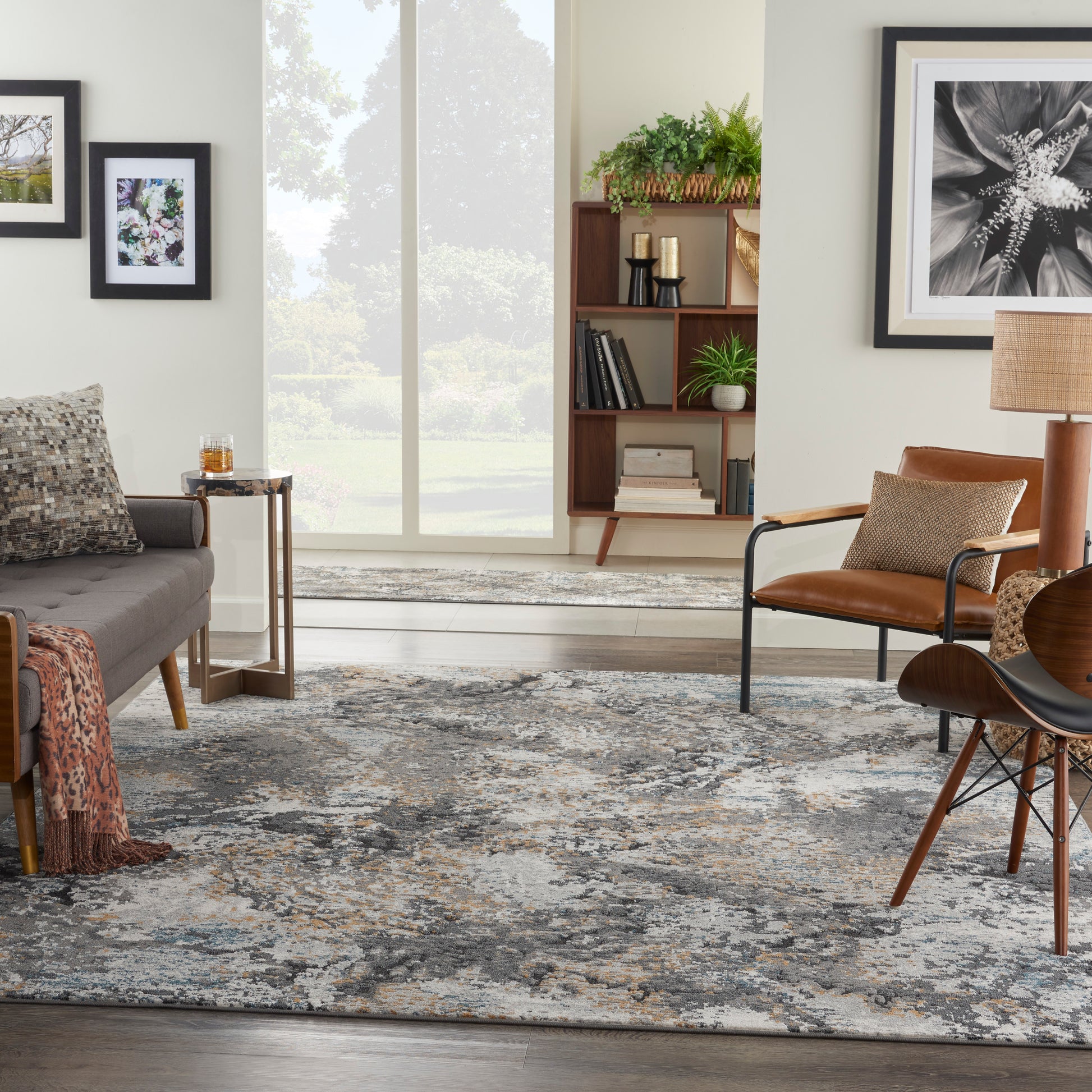 Nourison Home Tangra  Grey Multicolor  Contemporary