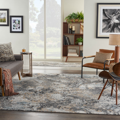 Nourison Home Tangra  Grey Multicolor  Contemporary