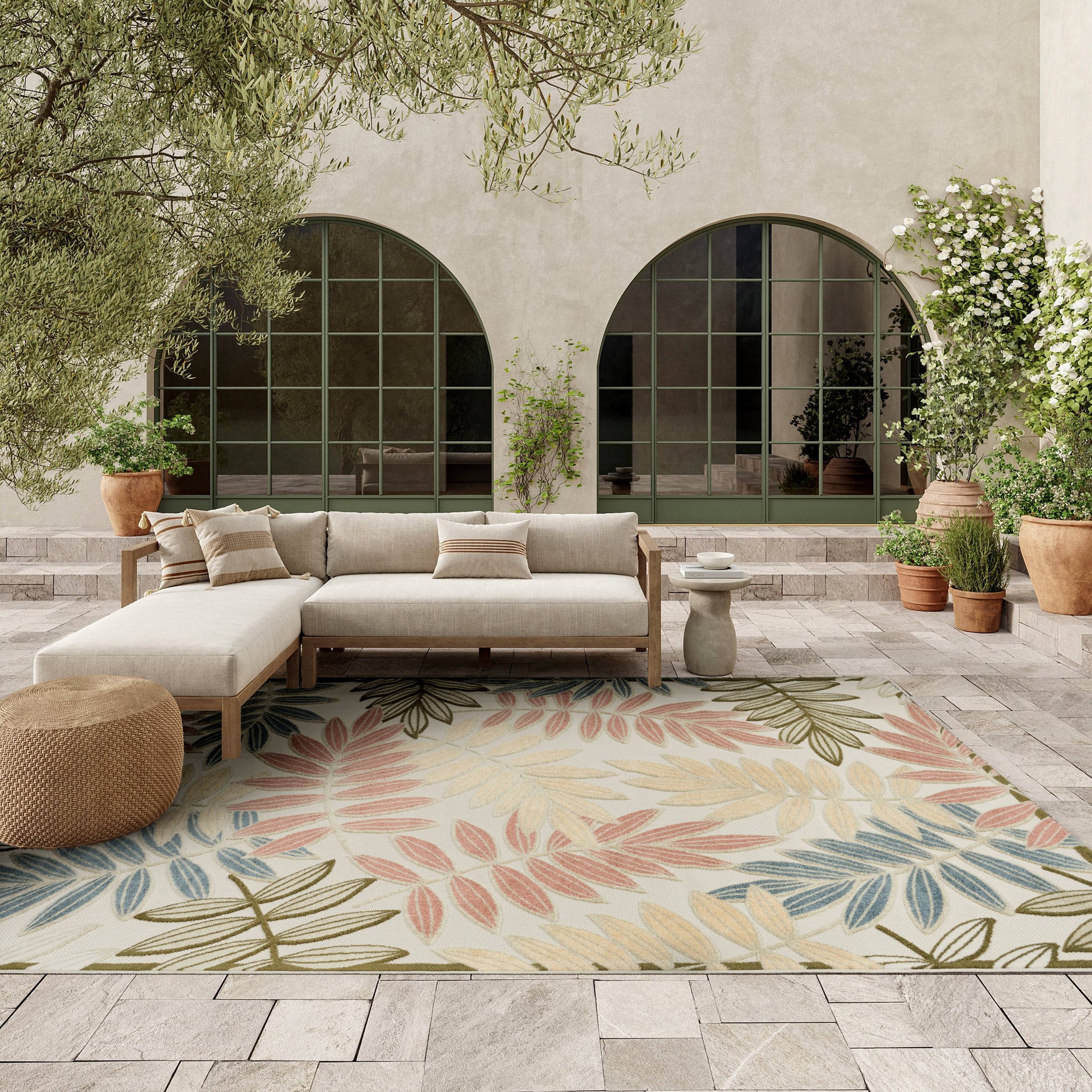 Nourison Home Aloha  Ivory Rose  Contemporary