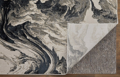 Feizy Micah 39LPF Black Ivory Abstract Machine Woven Rug - Rugs - Feizy - Atlanta Designer Rugs