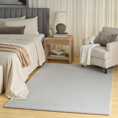 Nourison Home Soft Plush Rabbit Fur  Silver  Contemporary