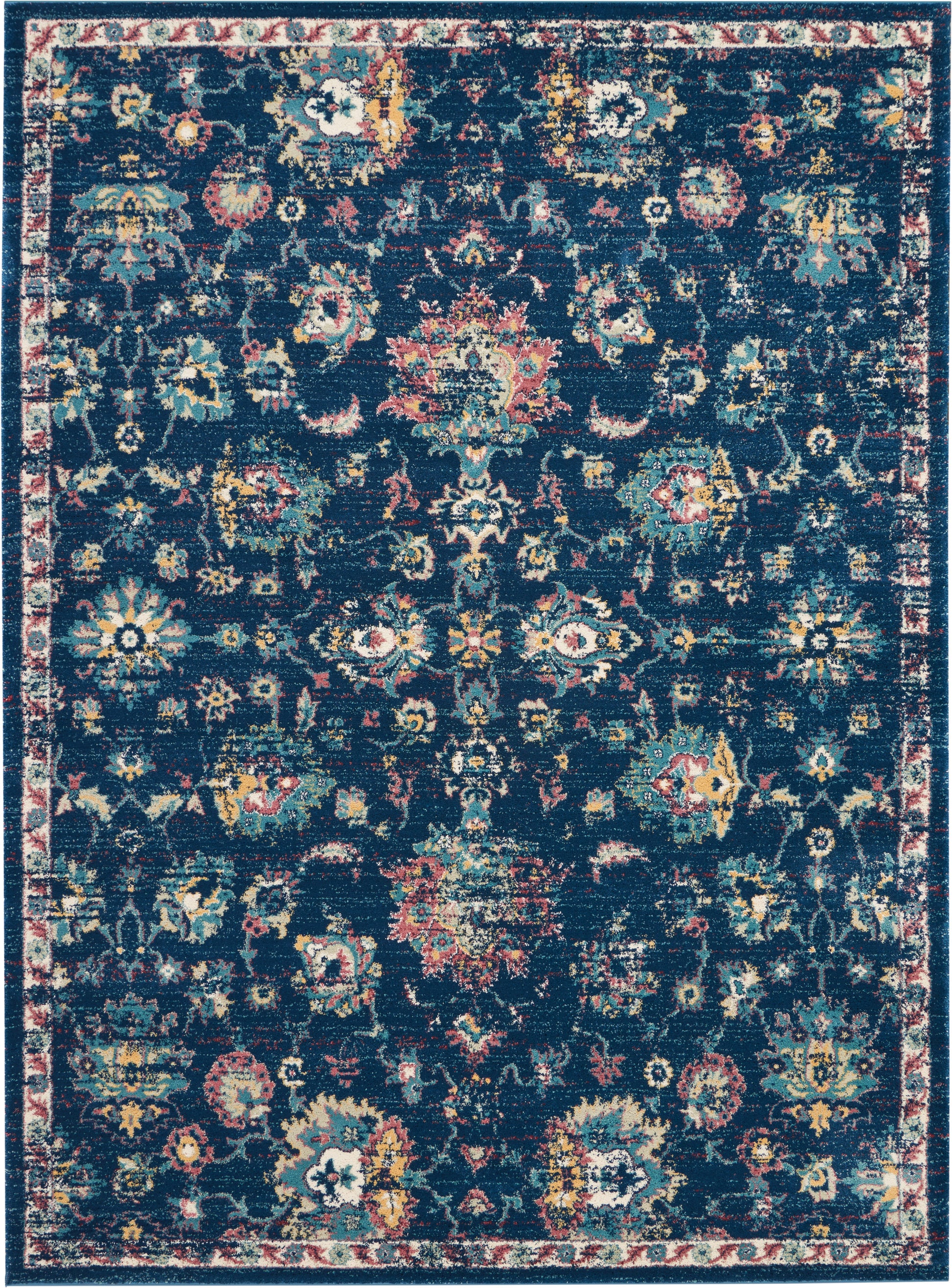 Nourison Home Fusion  Navy Pink  Traditional
