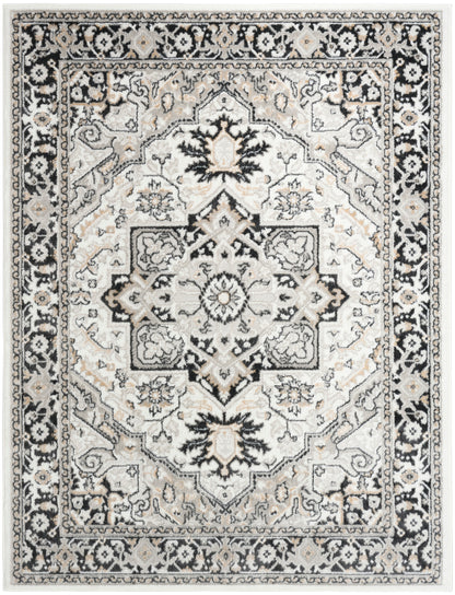 Nourison Home Dekor DEK08 Ivory Charcoal Traditional Machine Woven Rug