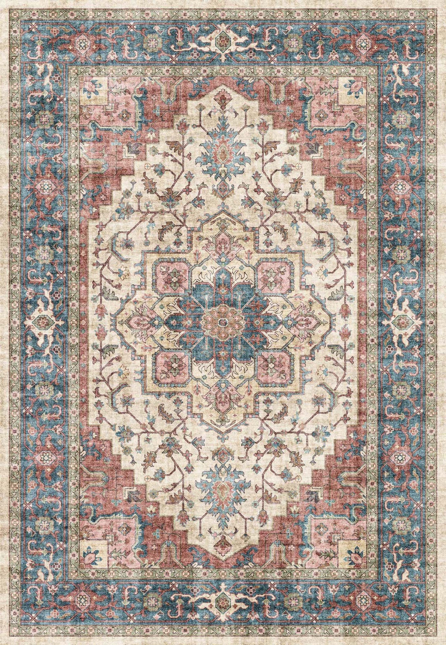 Dynamic Rugs Elise  Red Blue Beige  Traditional