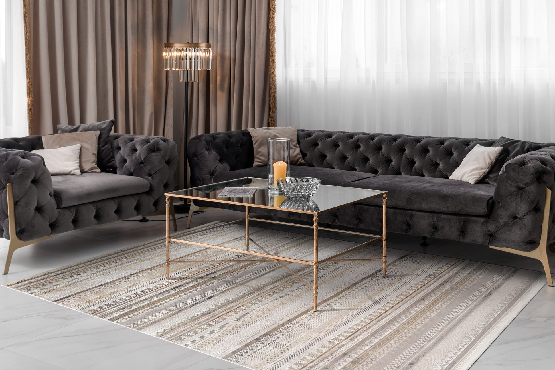 Dynamic Rugs Ruby  Ivory Taupe Grey  Modern