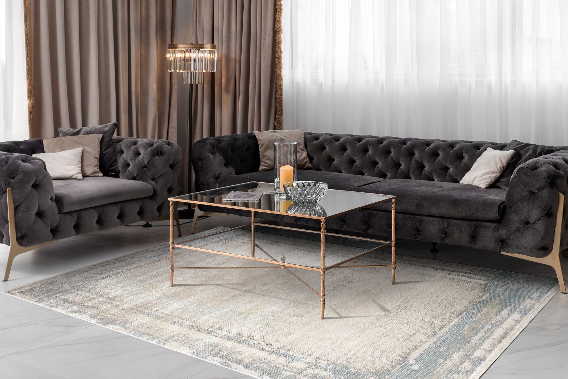 Dynamic Rugs Ruby  Ivory Blue  Modern