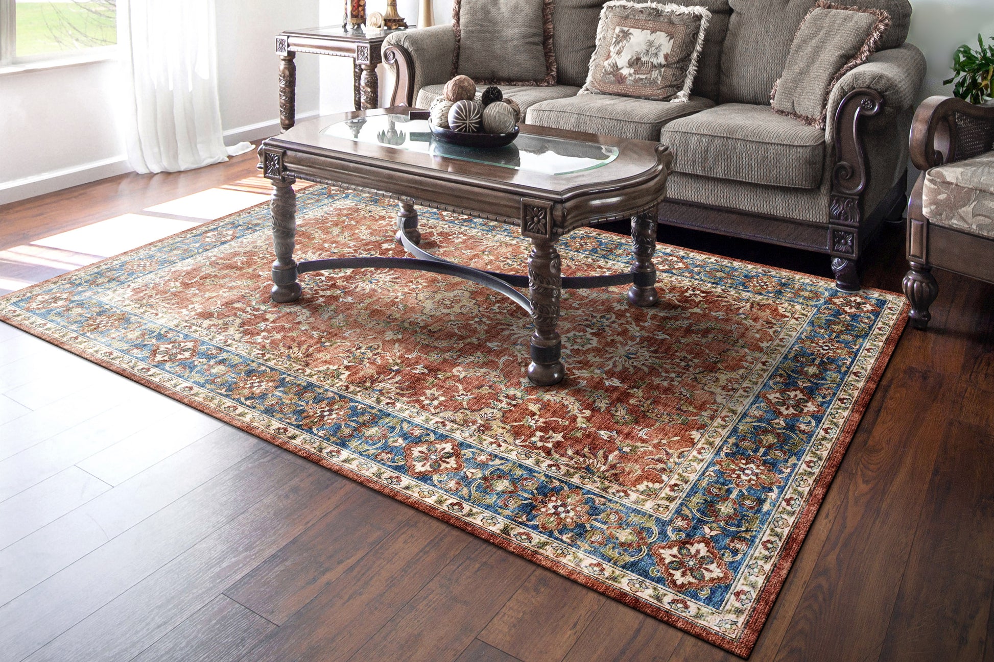 Dynamic Rugs Elise  Red Blue Beige  Traditional