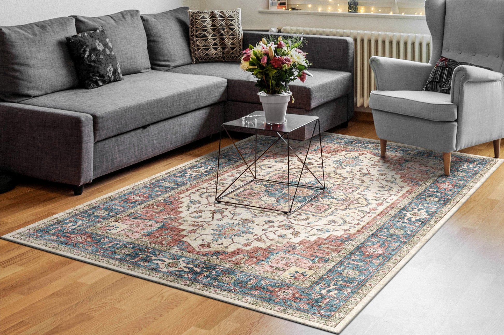 Dynamic Rugs Elise  Red Blue Beige  Traditional