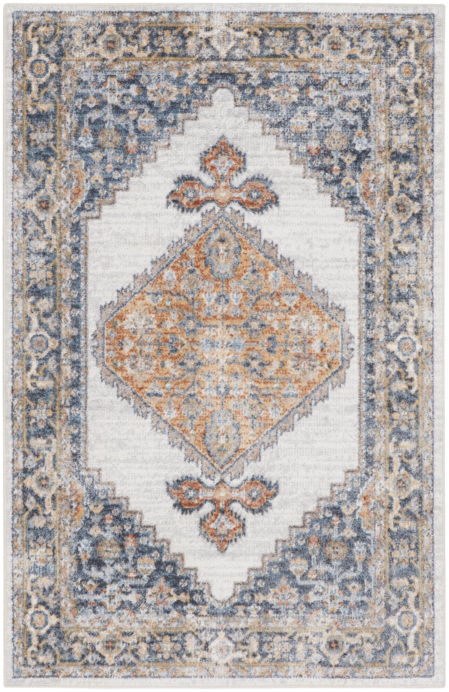 Nourison Home Astra Machine Washable ASW11 Grey Gold Traditional Machinemade Rug