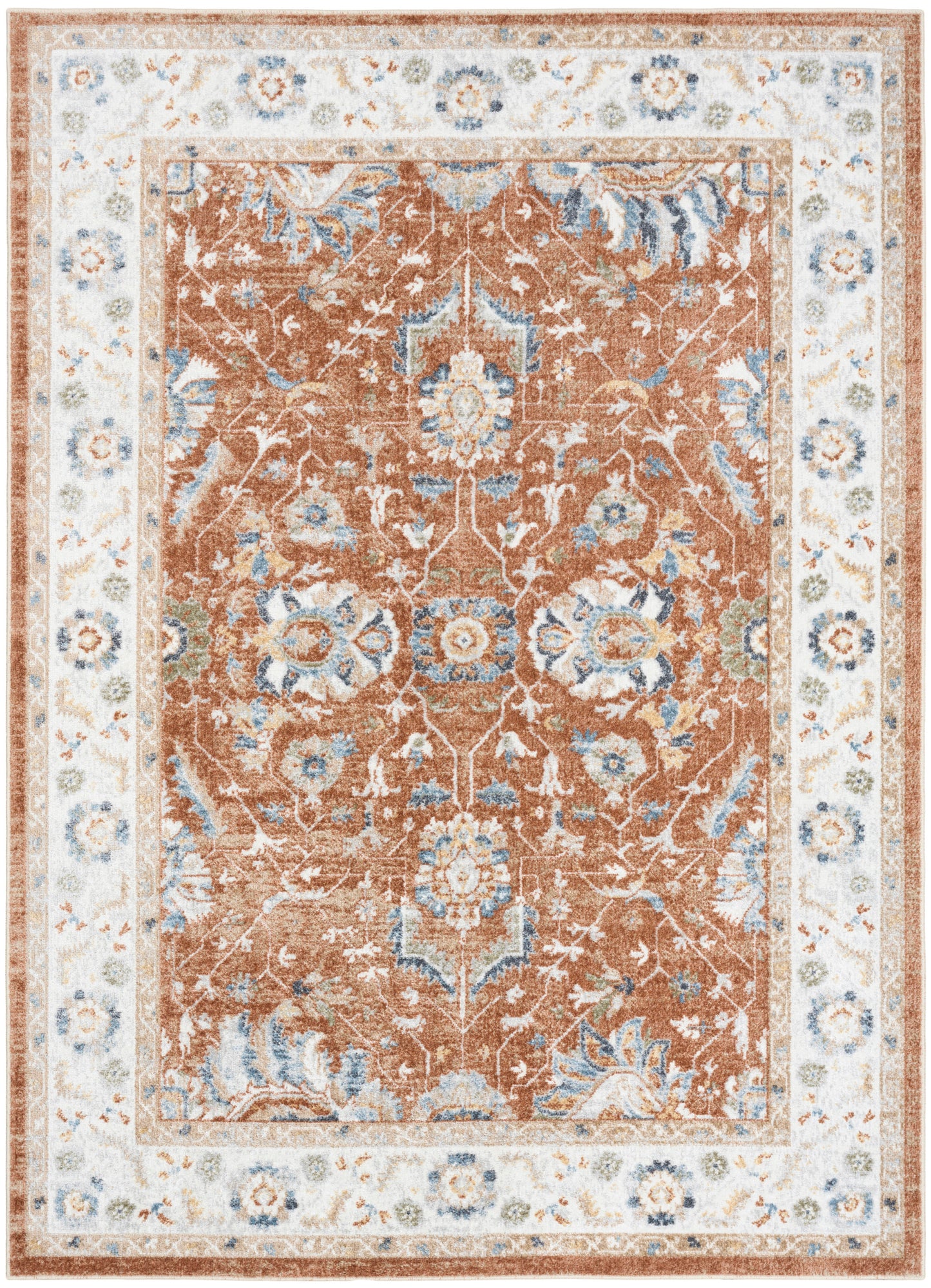 Nourison Home Astra Machine Washable ASW20 Rust Ivory Traditional Power-loomed Rug