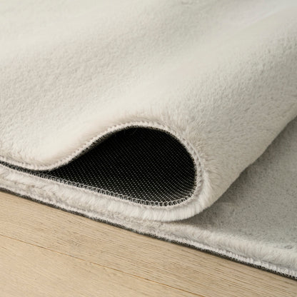 Nourison Home Soft Plush Rabbit Fur  Silver  Contemporary