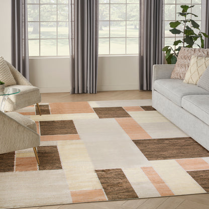 Nourison Home Astra Machine Washable  Beige Multicolor  Contemporary