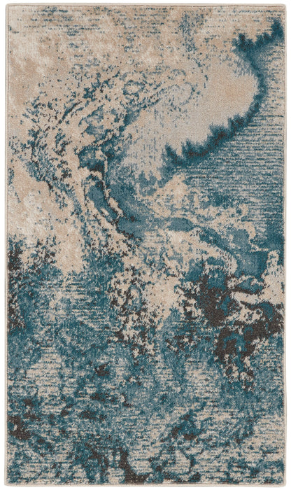 Nourison Home Maxell MAE08 Ivory Teal Contemporary Power-loomed Rugs