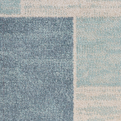 Nourison Home Astra Machine Washable  Blue Ivory  Contemporary