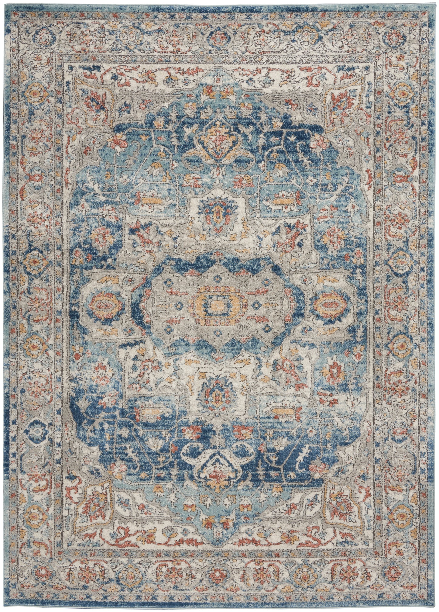 Nourison Home Quarry QUA11 Ivory Blue Traditional Power-loomed Rugs