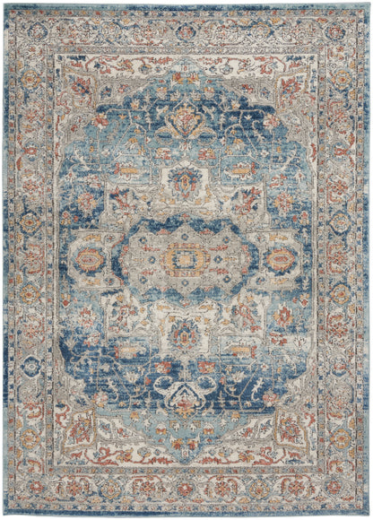 Nourison Home Quarry QUA11 Ivory Blue Traditional Power-loomed Rugs