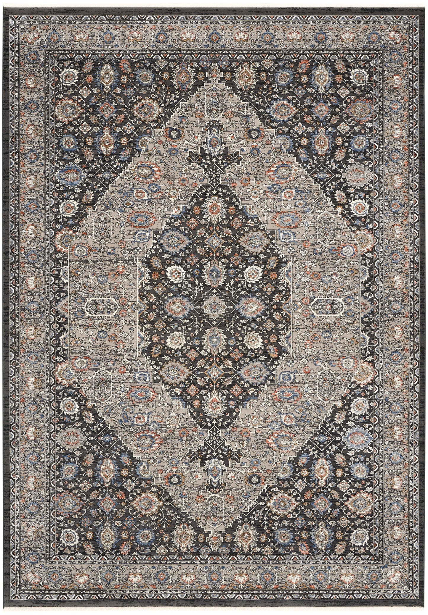 Nourison Home Starry Nights STN11 Grey Blue Traditional Loom-woven Rug