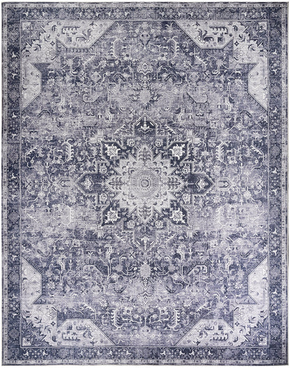 Nourison Home Nourison Washables NWB15 Charcoal Grey Traditional Power-loomed Rug