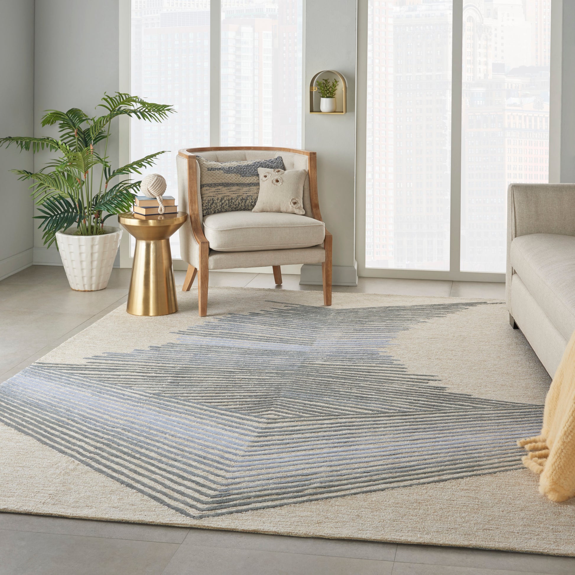 Nourison Home Symmetry  Ivory Grey  Contemporary