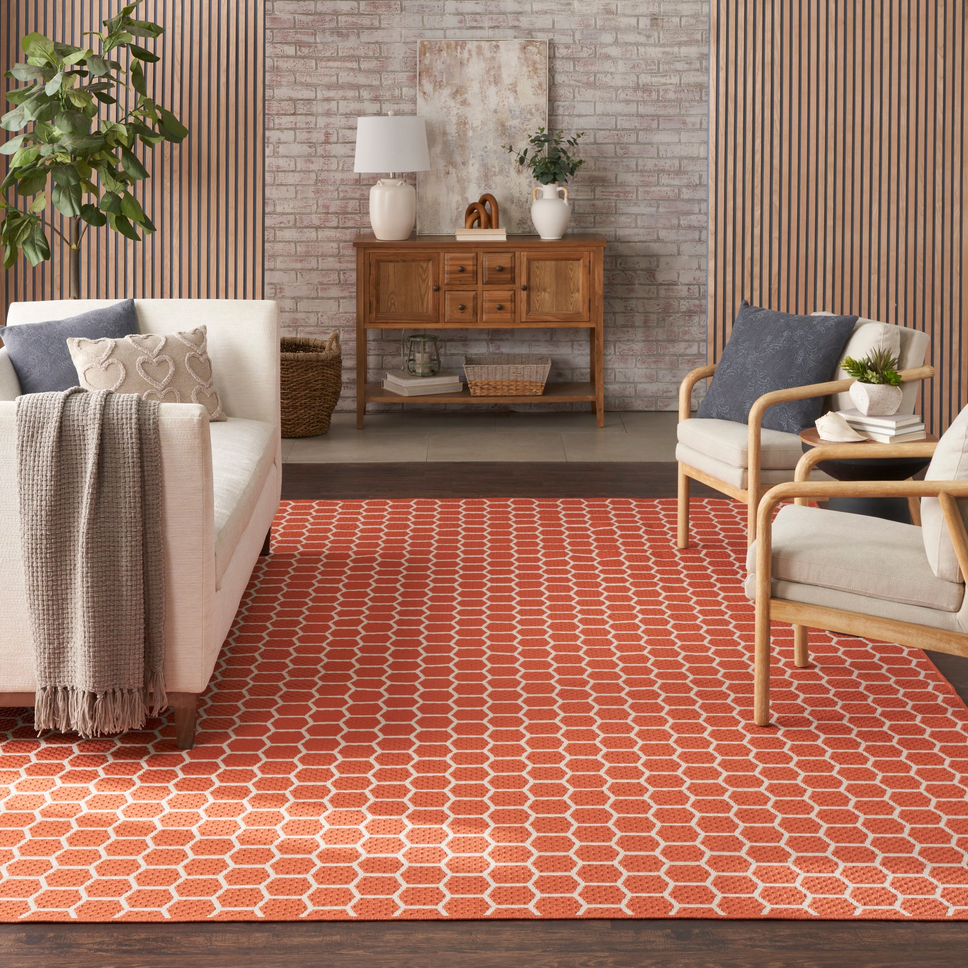 Nourison Home Twist Reversible  Coral  Contemporary