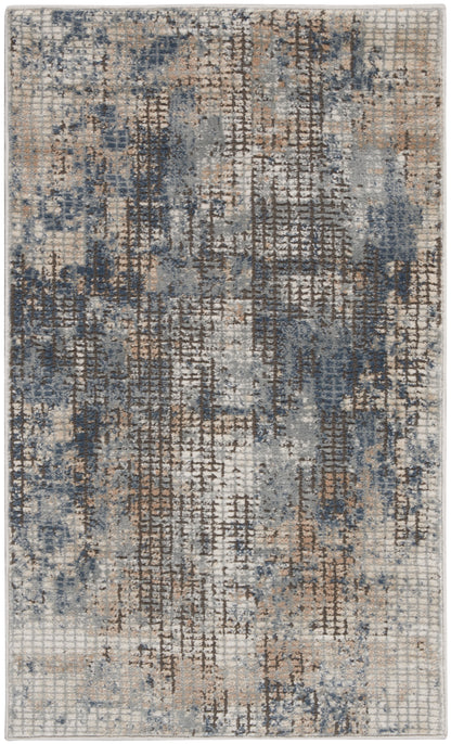Nourison Home Quarry QUA02 Blue Beige Contemporary Power-loomed Rugs