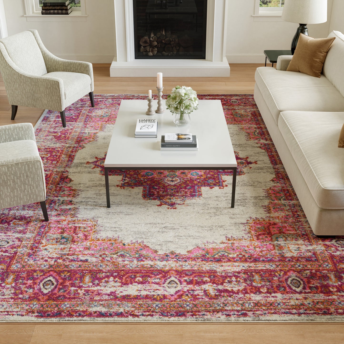 Nourison Home Passion  Ivory Fuchsia  Transitional