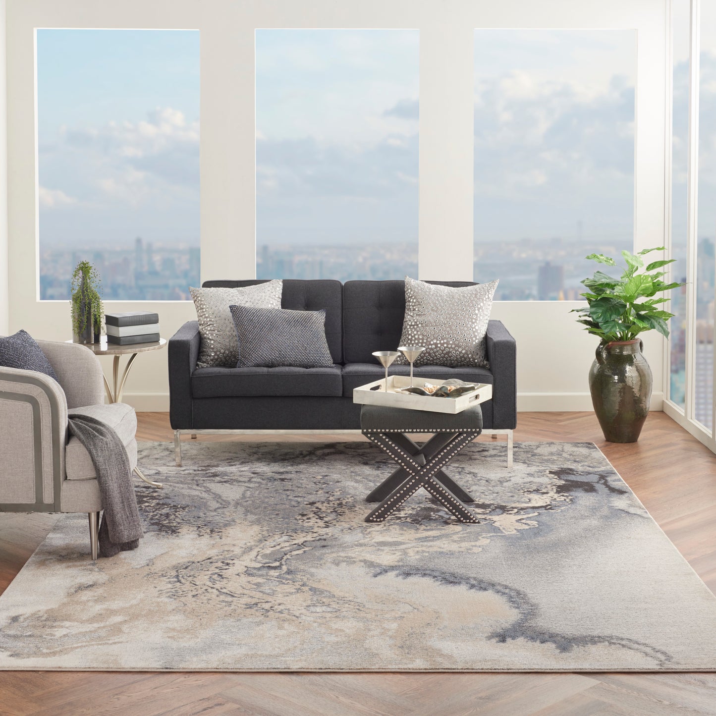 Nourison Home Maxell  Grey  Contemporary