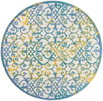 Nourison Home Aloha ALH21 Ivory Blue Contemporary Power-loomed Rugs