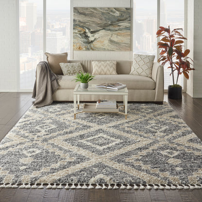 Nourison Home Oslo Shag  Grey Ivory  Contemporary