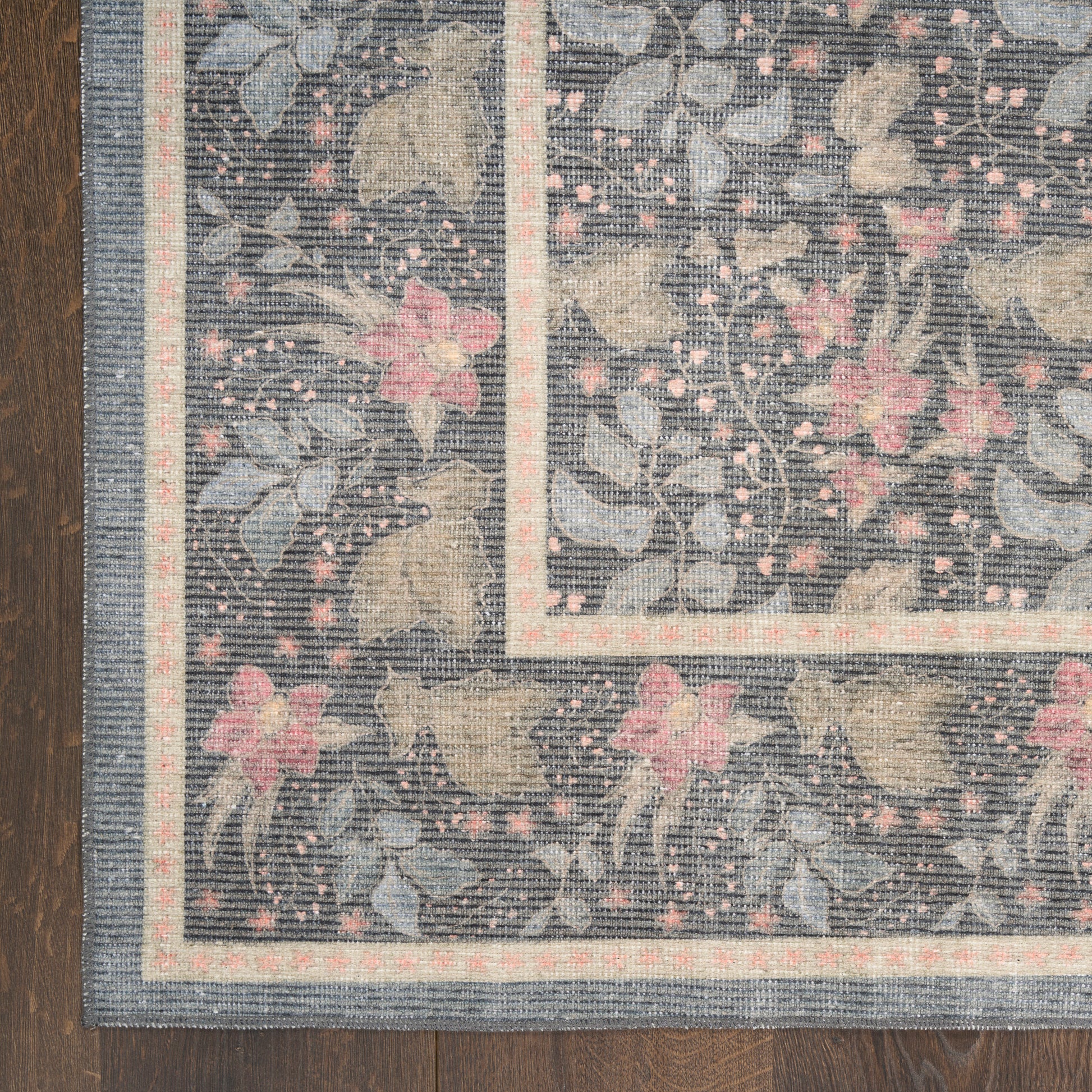 Nourison Home Botanical Washables  Charcoal Multicolor  Contemporary