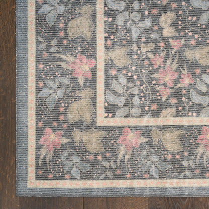 Nourison Home Botanical Washables  Charcoal Multicolor  Contemporary