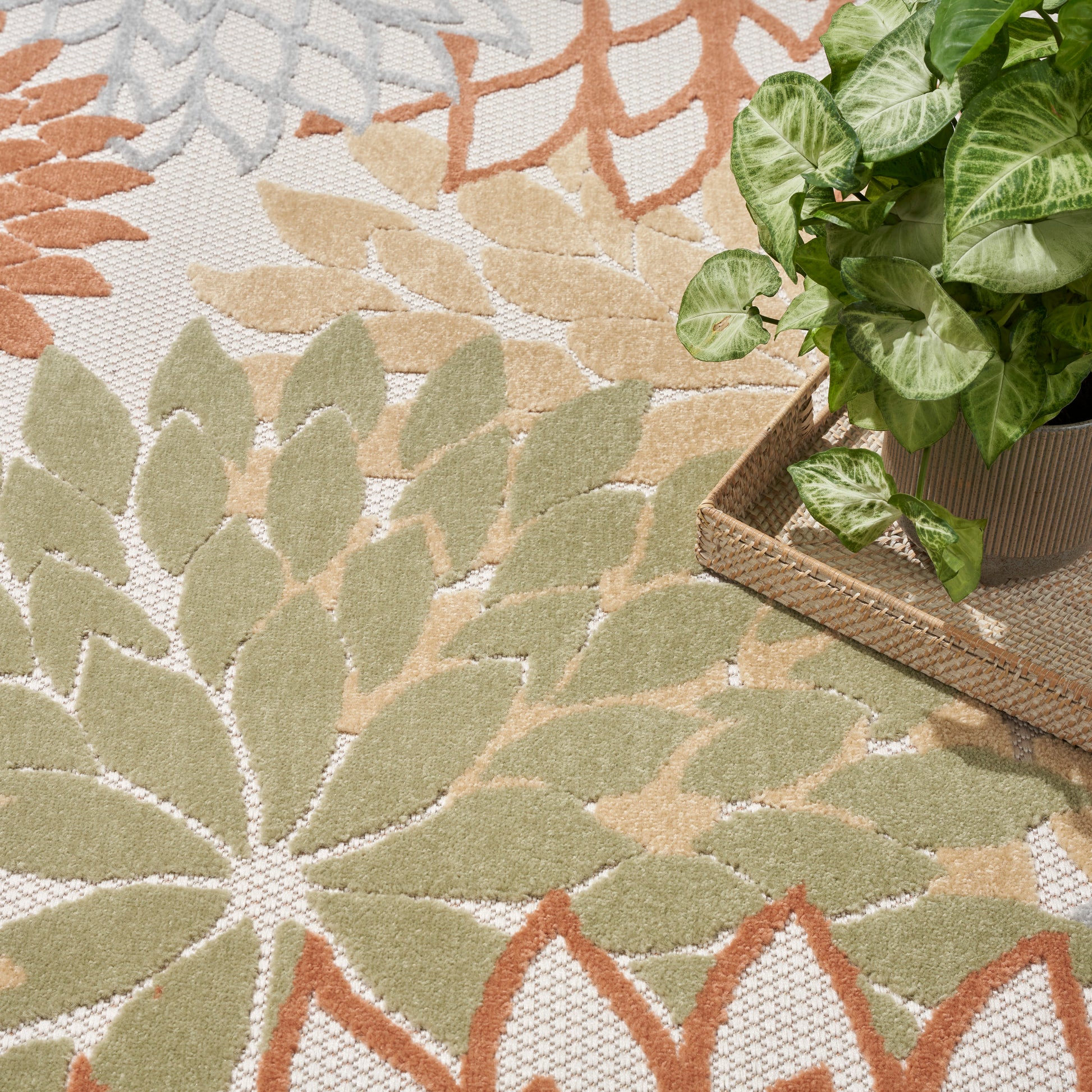 Nourison Home Aloha  Ivory Multicolor  Contemporary