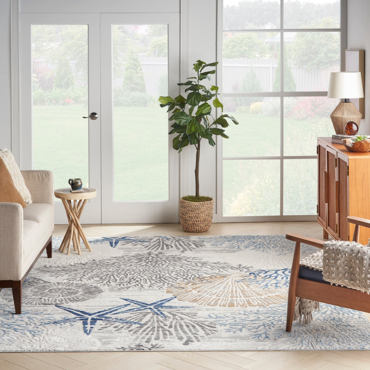 Nourison Home Seaside  Ivory Grey Blue  Contemporary
